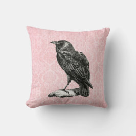 Gothic Black Raven | Rosa Damm Kudde