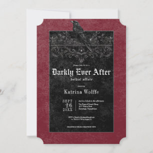 Gothic Black Raven & Roses Wine Bröllopsdusch Inbjudningar