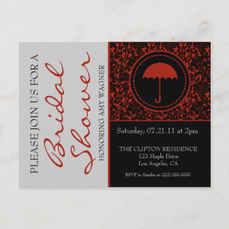 Gothic Black & Red Flourish Möhippa Inbjudan Vykort