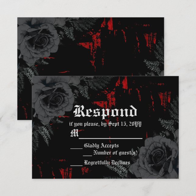 Gothic Black Red Grunge Texturerad | Svart Ro OSA Kort (Fram/baksida)