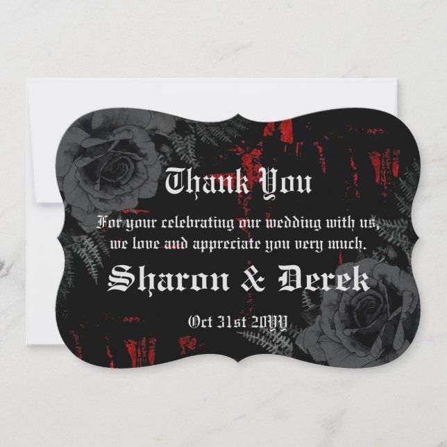 Gothic Black Red Grunge Texturerad | Svart Ro Tack Kort (Framsida)