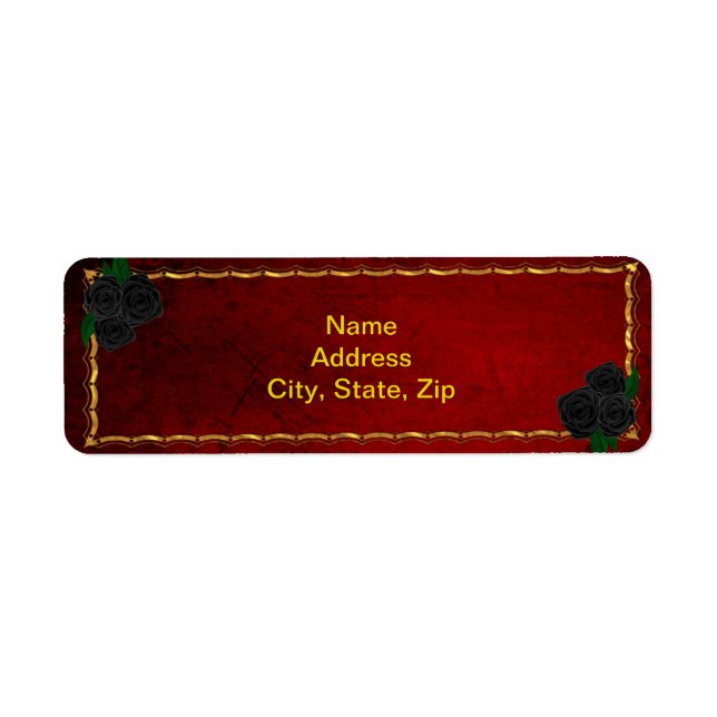 Gothic Black Ro Blood Red Bröllop Adress Returadress Etikett (Framsidan)