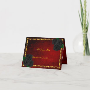Gothic Black Ro Blood Red Bröllop Bord Ställe Kort