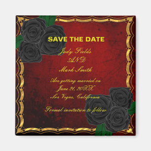 Gothic Black Ro Blood Red Bröllop spara datum Magnet