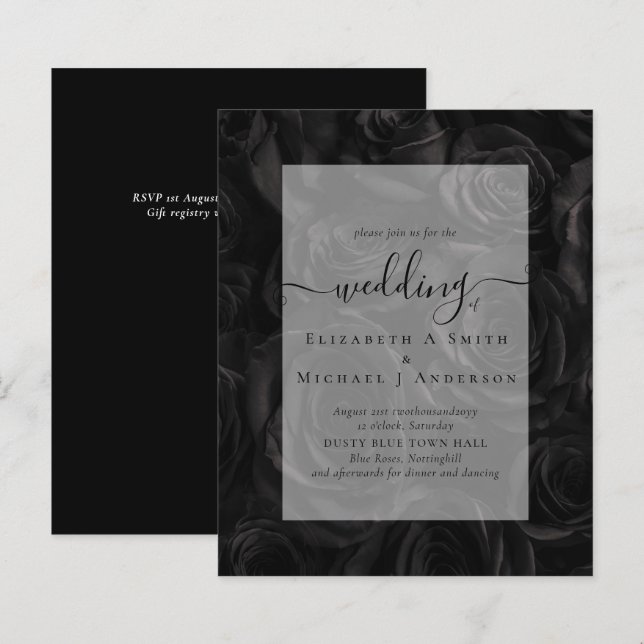 Gothic Black Ro Goth Wedding Bjud in (Fram/baksida)