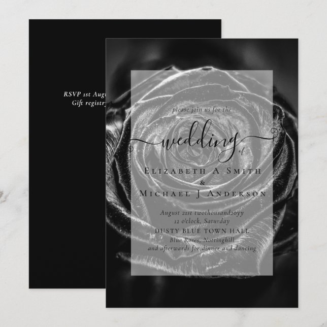 Gothic Black Ro Goth Wedding Bjud in (Fram/baksida)