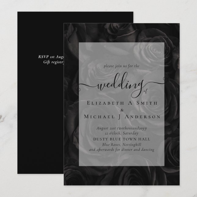 Gothic Black Ro Goth Wedding Bjud in (Fram/baksida)