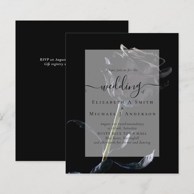 Gothic Black Ro Goth Wedding Bjud in (Fram/baksida)