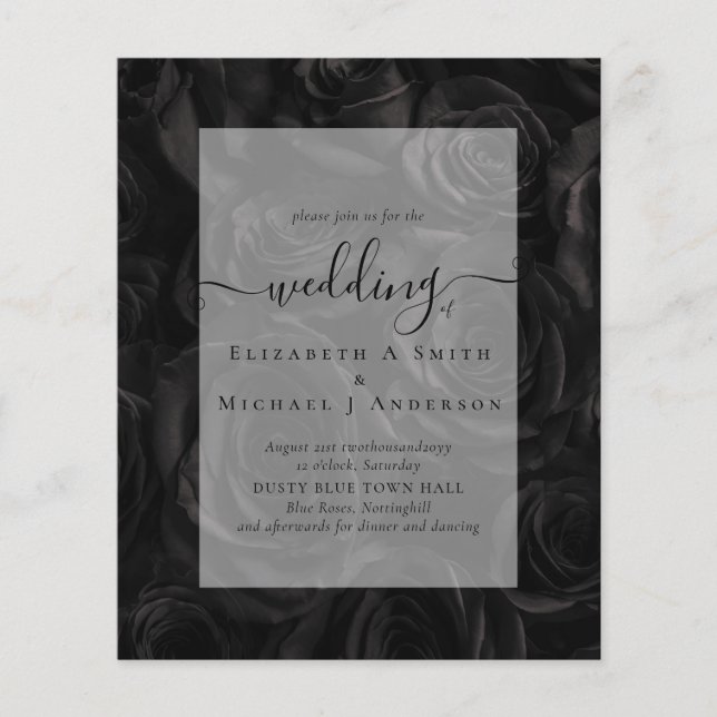 Gothic Black Ro Goth Wedding Bjud in Flygblad (Framsidan)