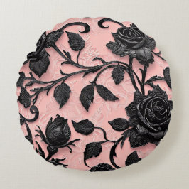 Gothic Black Ro på vinet Rund Kudde