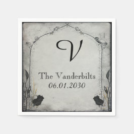 Gothic Black Ro Trellis Monogram Bröllop Pappersservett