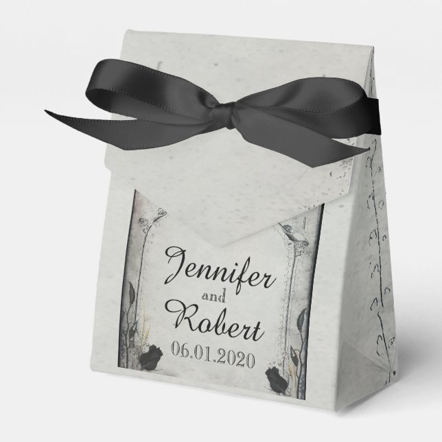 Gothic Black Ro Trellis Wedor Favor Box Presentaskar (Framsidan Sidan)