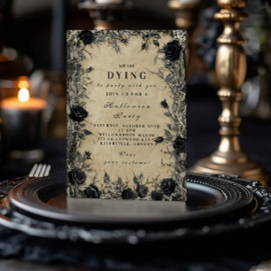 Gothic Black Rose Halloween Soiré Inbjudningar