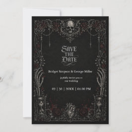 Gothic Black Rose Skalle Hjärta Bröllop Inbjudningar