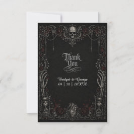 Gothic Black Rose Skalle Hjärta Bröllop Tack Kort