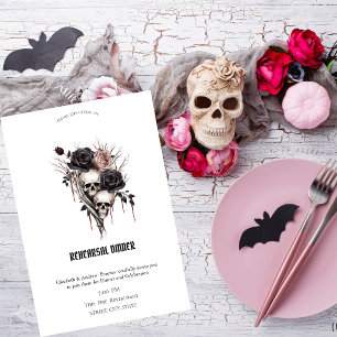Gothic Black Roses Skulls Rehearsal Middag Inbjudningar