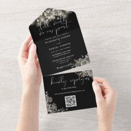 Gothic Black Roses Strängljus QR-kod Bröllop