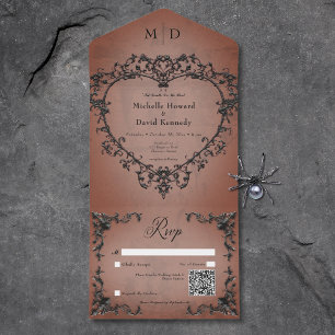 Gothic Black & Rust Filigree Heart QR-kod