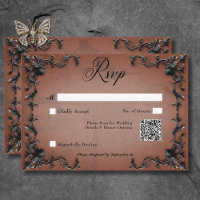 Gothic Black & Rust Filigree Heart QR-kod