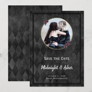 Gothic Black Save Date Ro Guld Circle Spara Datumet