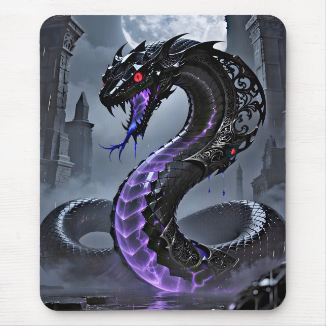 Gothic Black Serpent Glowing Purple Neon Fantasy  Musmatta (Framsidan)