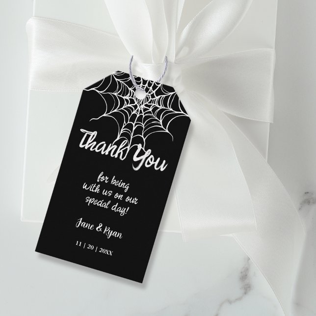 Gothic Black Spooky HalloWedding Favor Gift-Märkre Presentetikett (Skapare uppladdad)