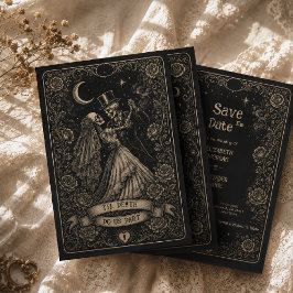 Gothic Black Spooky Tarot Bröllop Spara Datumet