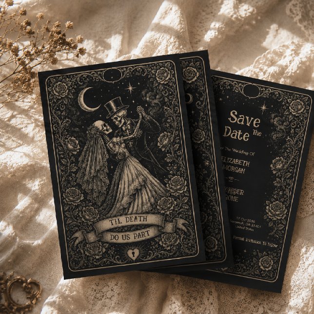 Gothic Black Spooky Tarot Bröllop  Spara Datumet (Skapare uppladdad)