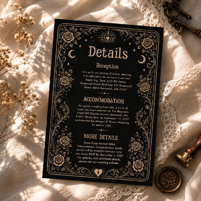 Gothic Black Spooky Tarot Bröllopsdetaljer Tilläggskort (Skapare uppladdad)