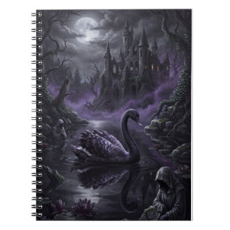 Gothic Black Swan Mörkt Sjölivs Konsttryck Anteckningsbok