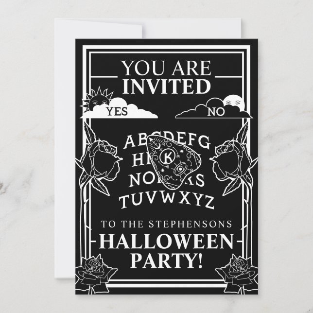 Gothic Black Talking Board Spooky Halloween fest Inbjudningar (Framsida)