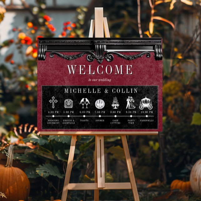Gothic Black & Vin Events-ordningen Bröllop Poster (Skapare uppladdad)
