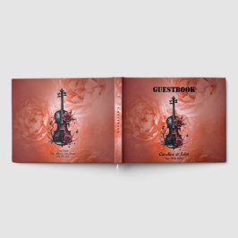 Gothic Black violin med röd ros Gästböcker