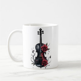 Gothic Black violin med röd ros Kaffemugg