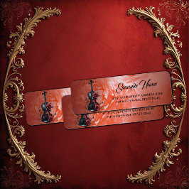 Gothic Black violin med röd ros Returadress Etikett