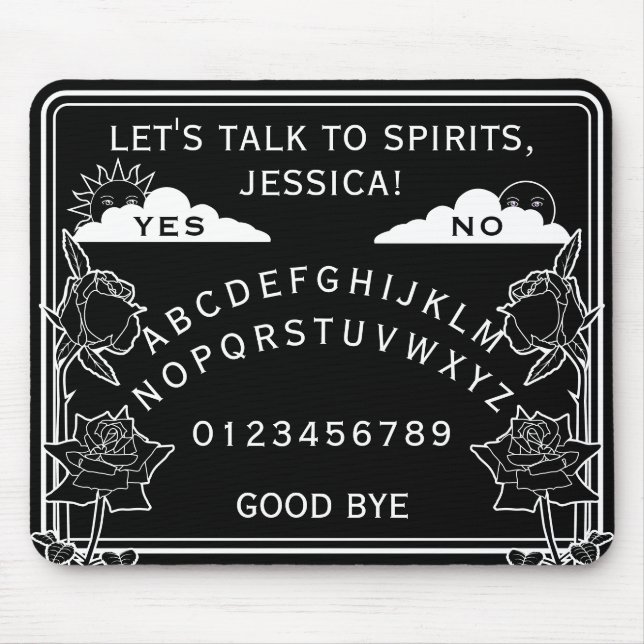 Gothic Black White Blommigt Seance Board Musmatta (Framsidan)