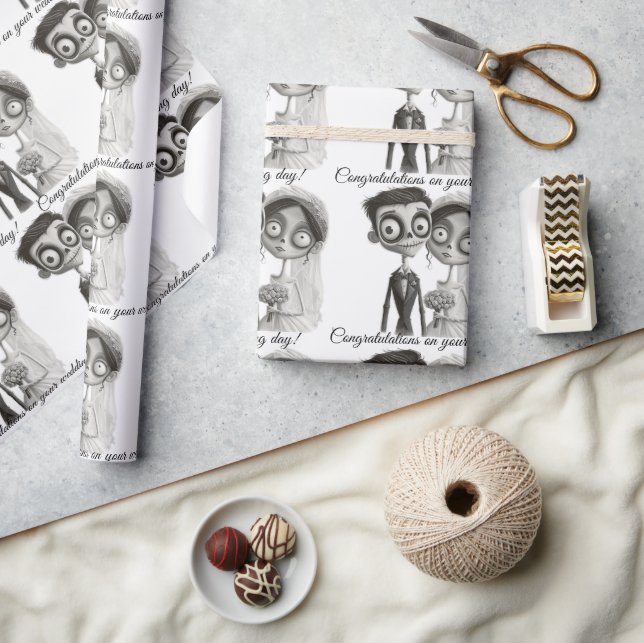 Gothic Black White Bride and Groom Presentpapper (Hantverk)