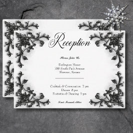 Gothic Black & White Filigree Heart Reception Tilläggskort