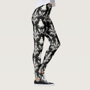 Gothic Black White Ghost Mönster Leggings