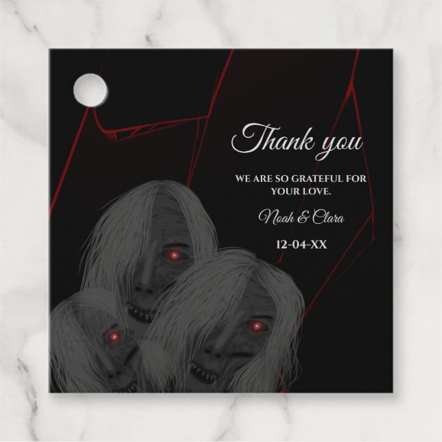 Gothic Black White Ghosts - Dark Moody Halloween  Gåvor Etiketter (Framsida)