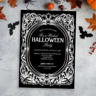 Gothic Black White Halloween fest-inbjudan Inbjudningar