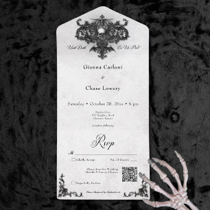 Gothic Black & White Halloween Filigree QR-kod