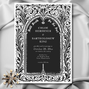Gothic Black White Medieval till Död Bröllop Inbjudningar