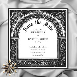 Gothic Black White Medieval till Död Bröllop Spara Datumet