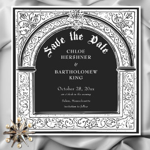 Gothic Black White Medieval till Död Bröllop Spara Datumet