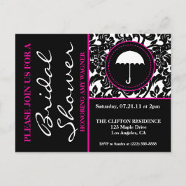 Gothic Black & White/Rosa Flourish Möhippa Inbjudan Vykort