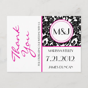 Gothic Black & White/Rosa Flourish Tack Vykort