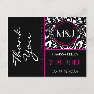 Gothic Black & White/Rosa Flourish Tack Vykort