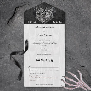 Gothic Black & White Skeleton Couple med detaljer