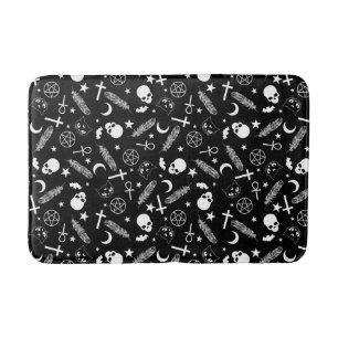 Gothic Black White Skull Kor Mönster Badrumsmatta